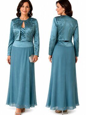 Patra Women's 2-Piece Taffeta and Chiffon Formal Gown w/Bolero Jacket